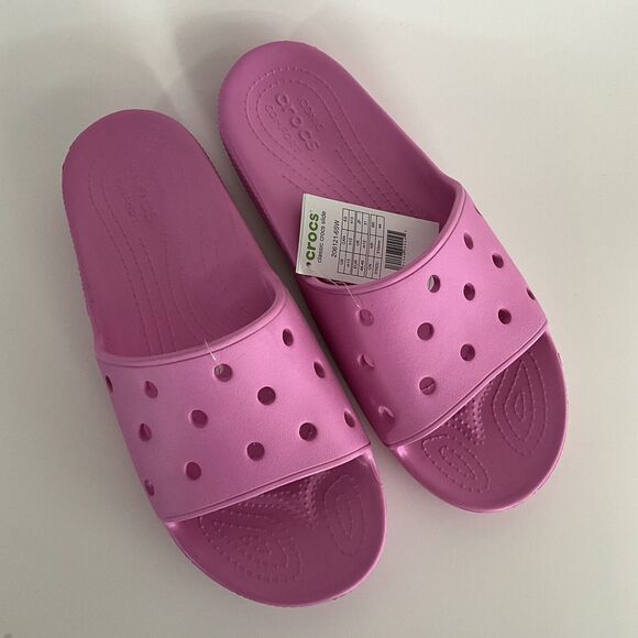 Crocs Sandals Men 13 Pink Open-toe Perforated Slides - Picture 10 of 12